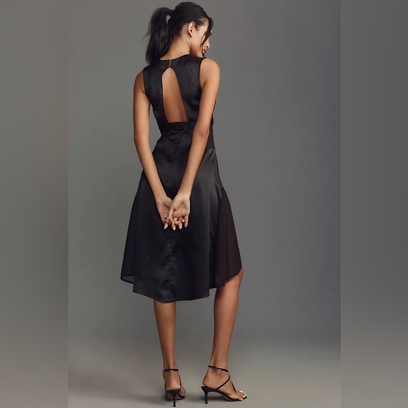 ANTRHOPOLOGIE Sheer Harness black satin dress size M nwt party dress - Picture 3 of 7